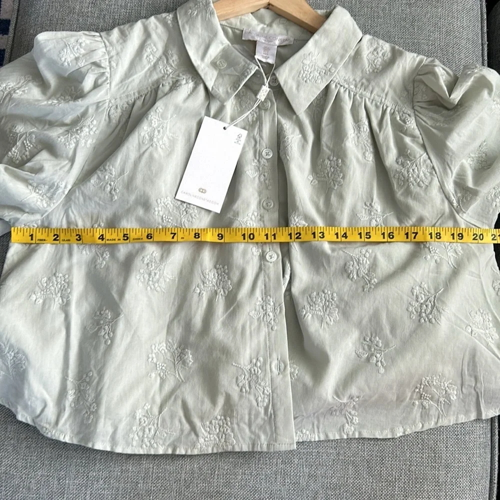 Caroline  Constas Sage Green Embroidered Women's Top 100% cotton - Picture 9 of 11